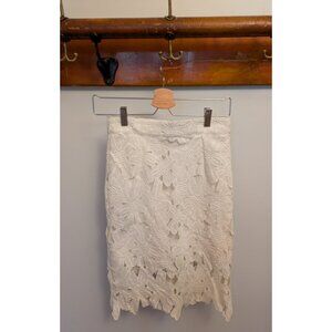 Vintage Tobi High Waisted Floral White Eyelet Skirt - Size Small